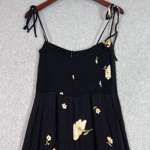 Reformation Black Floral Saldana Midi Sundress in Kiara Size 8 - Picture 6 of 11
